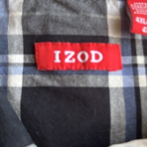 Izod Black and White Casual Button Down Long Sleeve Shirt 4XL - Picture 5 of 5